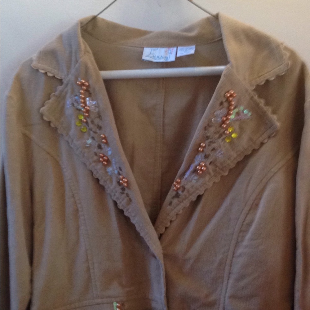 Beaded tan corduroy jacket